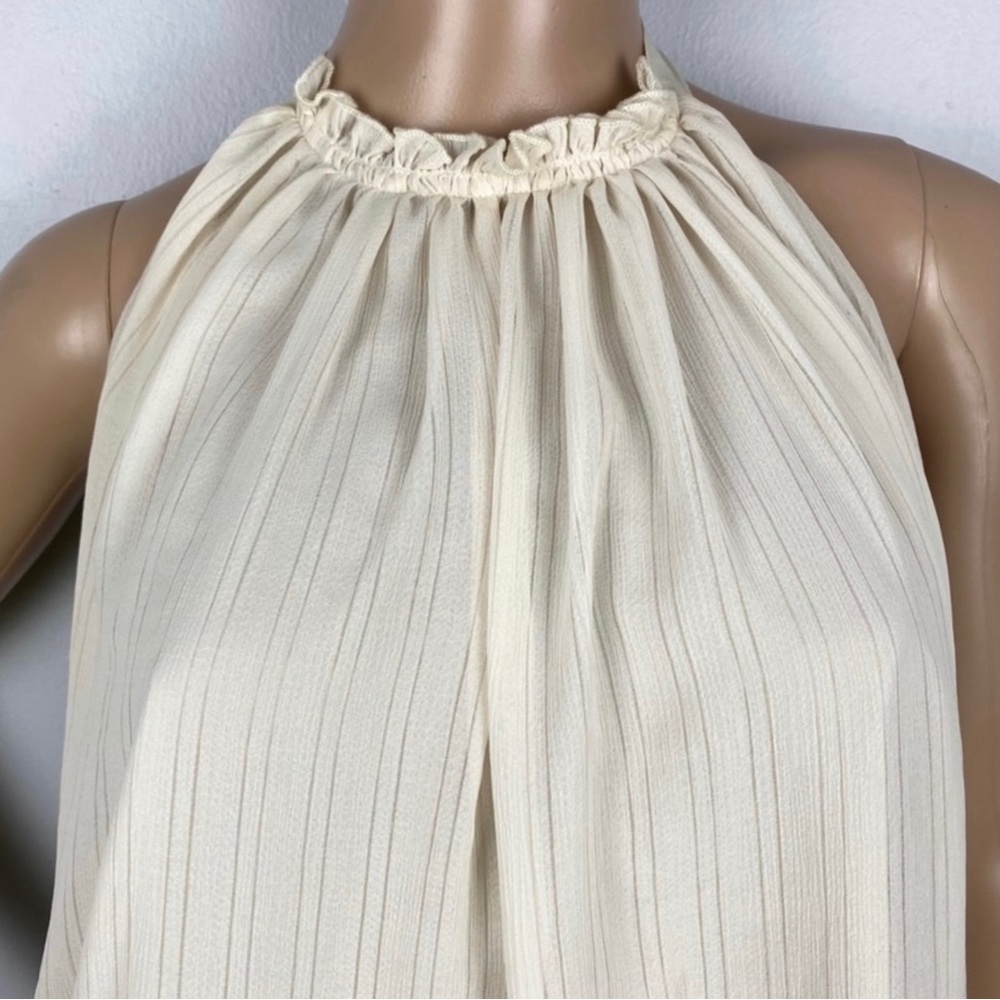 ADEAM BEIGE STRIPED CHIFFON HALTER TOP - Picture 3 of 11